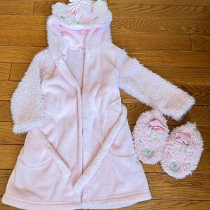 Baby GAP pink llama bathrobe & slippers